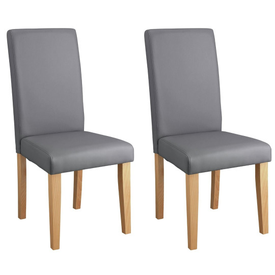 Home Pair of Midback Dining Chairs - Grey | Modern Faux Leather Furniture