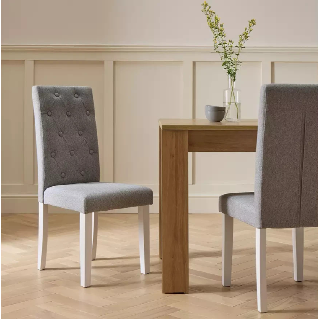 Home Pair of Tweed Fabric Dining Chairs Grey | Modern Kitchen Dining Chair Set Home Pair of Tweed Fabric Dining Chairs Grey | Modern Kitchen Dining Chair Set