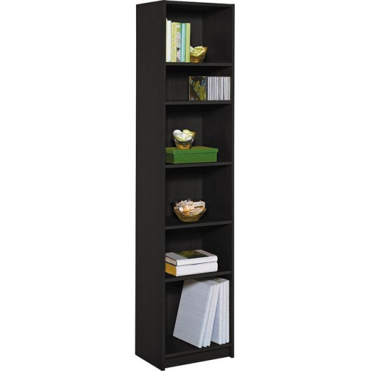 Home Maine Narrow Bookcase - Black | Modern Storage Shelving Unit Living Room