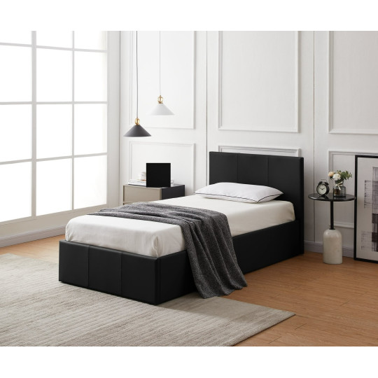 Lavendon Single End Open Ottoman Bed Frame -Black | single storage bed black