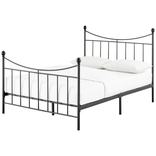 Clara Kingsize Metal Bed Frame Black | Traditional Metal Bed with Sprung Slats