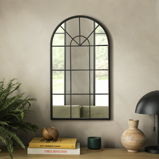  Arch Window Mirror - Black - 70x40cm