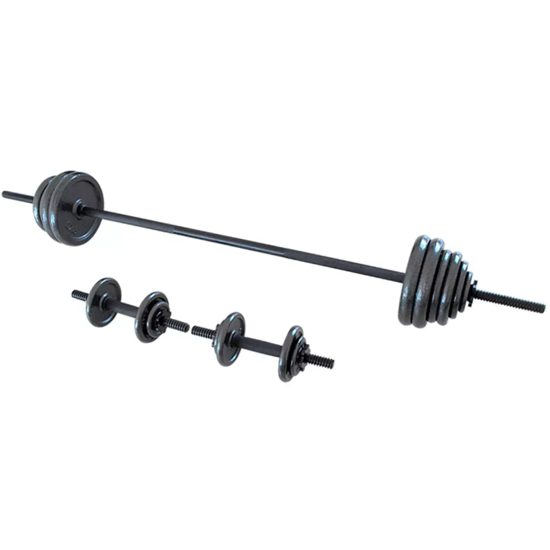 Opti 50KG Cast Iron Barbell Dumbbell Set | Dumbbells and Bar Set Weights Workout Opti 50KG Cast Iron Barbell Dumbbell Set | Dumbbells and Bar Set Weights Workout