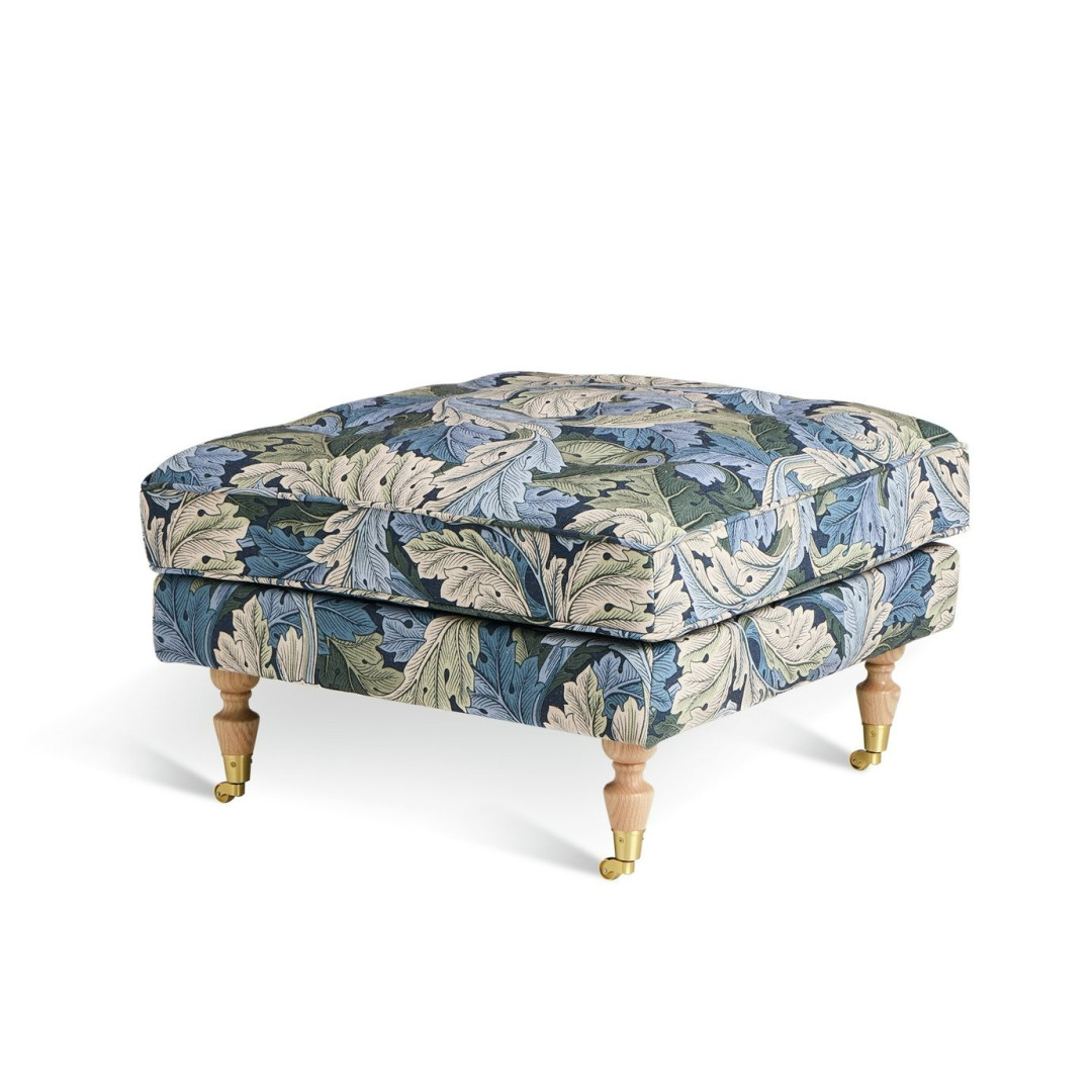 x Morris & Co. Merton Acanthus Fabric Footstool | Elegant Living Room Feature x Morris & Co. Merton Acanthus Fabric Footstool | Elegant Living Room Feature