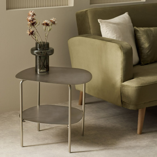 Whiston Side Table - Silver | Modern Glass Top Living Room Lamp Table Furniture