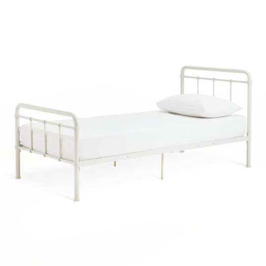 Kids Agnes Metal Single Bed Frame - White | Durable Sleep Support