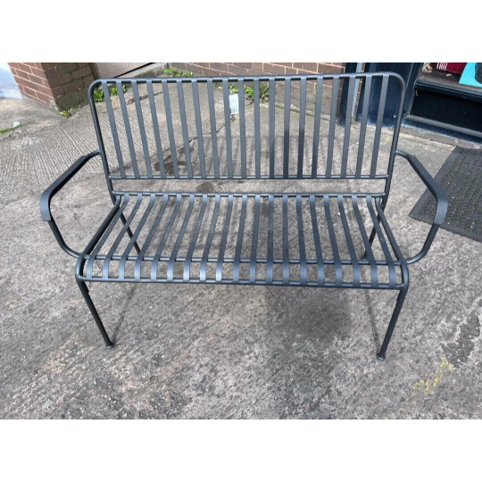 Indu 2 Seater Metal Garden Bench - Black