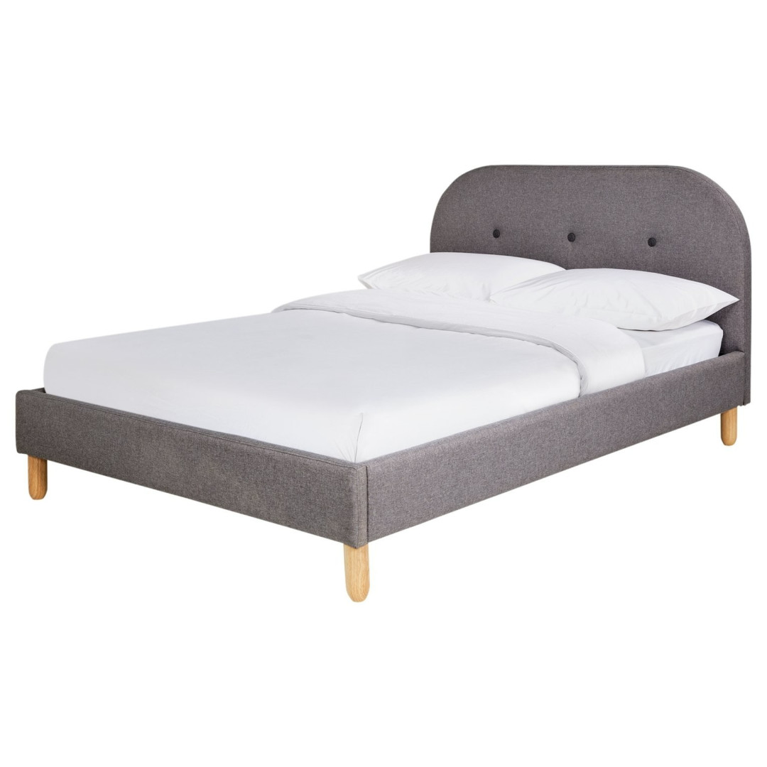 Elin Small Double Fabric Bed Frame - Light Grey | Calm Neutral Aesthetic Elin Small Double Fabric Bed Frame - Light Grey | Calm Neutral Aesthetic