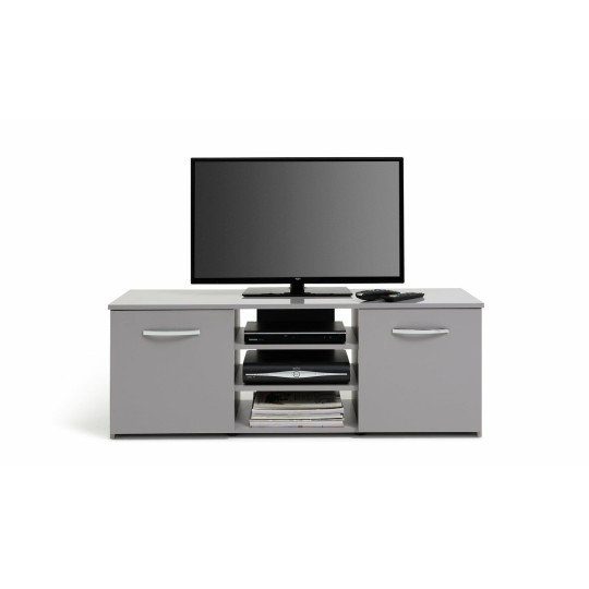 Hayward 2 Door Small TV Unit - Grey Gloss | Modern Media Stand Storage Cabinet