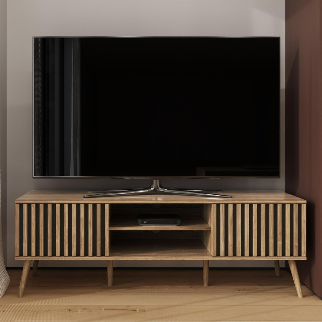 GFW Louvered 2 Door TV Unit - Oak GFW Louvered 2 Door TV Unit - Oak