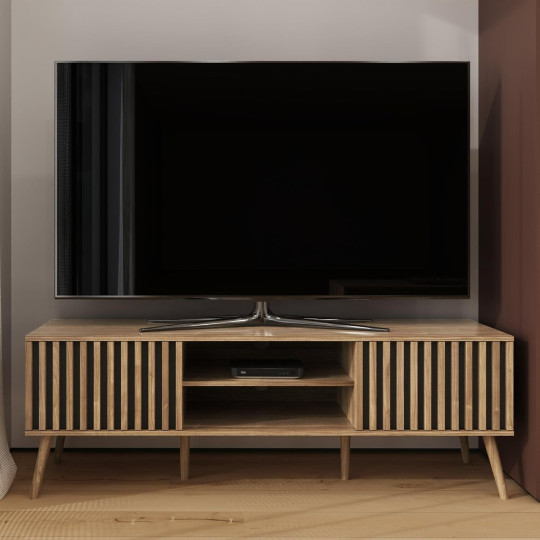 GFW Louvered 2 Door TV Unit - Oak