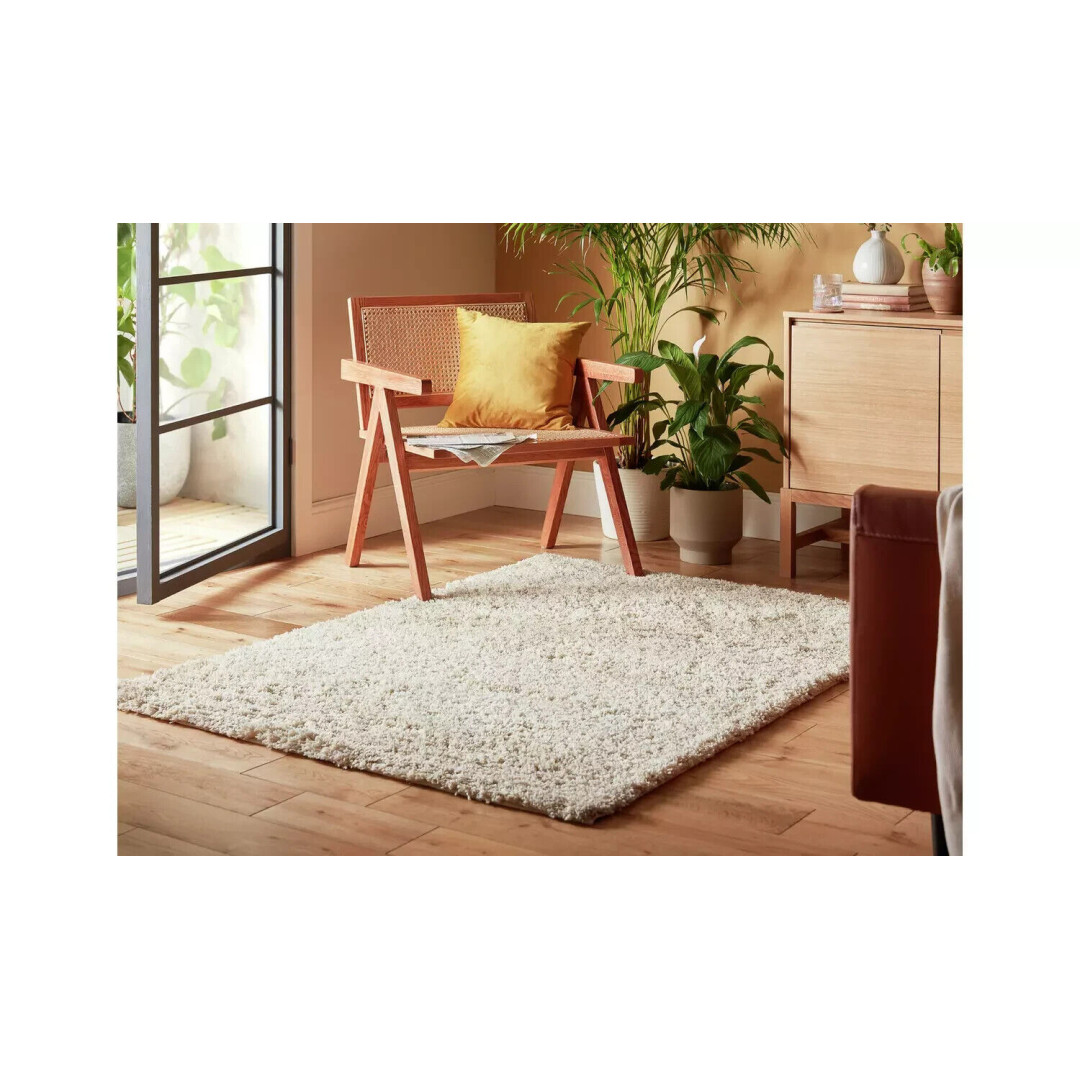 Recycled Cosy Plain Shaggy Rug - 160x230cm - Ivory | Soft Living Carpet Recycled Cosy Plain Shaggy Rug - 160x230cm - Ivory | Soft Living Carpet
