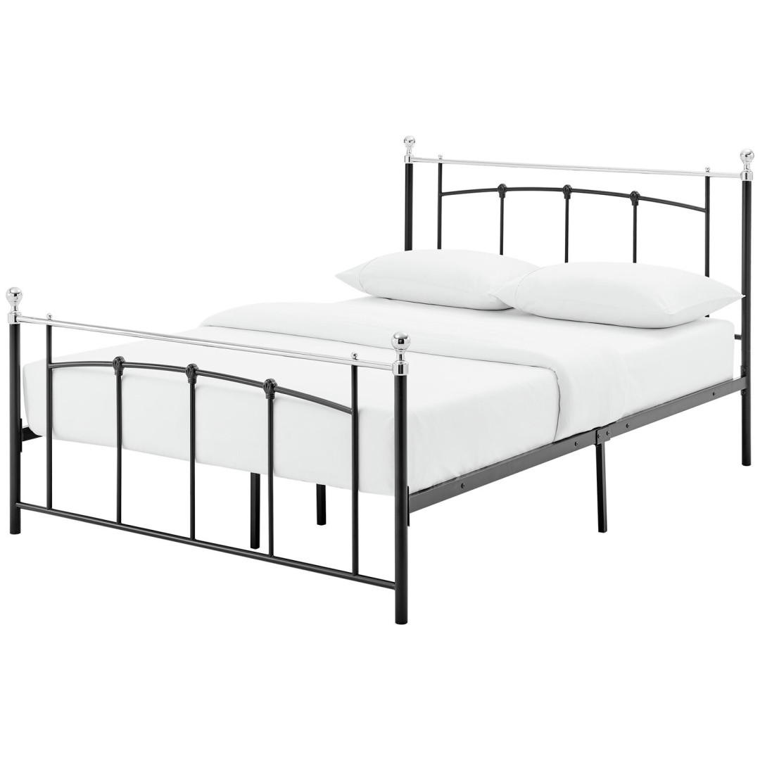 Yani Double Metal Bed Frame - Black - With Double 1000 Pocket Sprung Mattress Yani Double Metal Bed Frame - Black - With Double 1000 Pocket Sprung Mattress