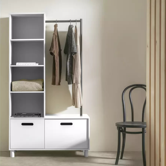 Henri 2 Drawer Clothes Rail White | Open Wardrobe Storage Rack
