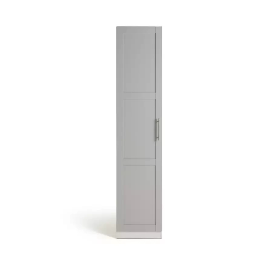 Munich Panelled 1 Door Wardrobe Grey | Bedroom Tall Storage Furniture Unit