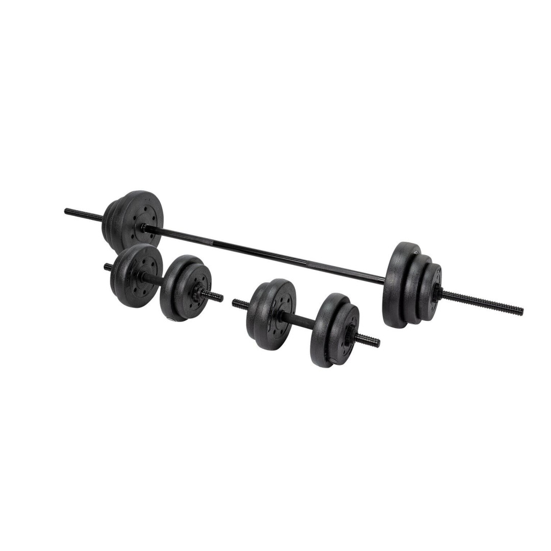 Opti Vinyl Barbell Dumbbell Weight Set 35kg | Adjustable Dumbbells and Bar Set Opti Vinyl Barbell Dumbbell Weight Set 35kg | Adjustable Dumbbells and Bar Set