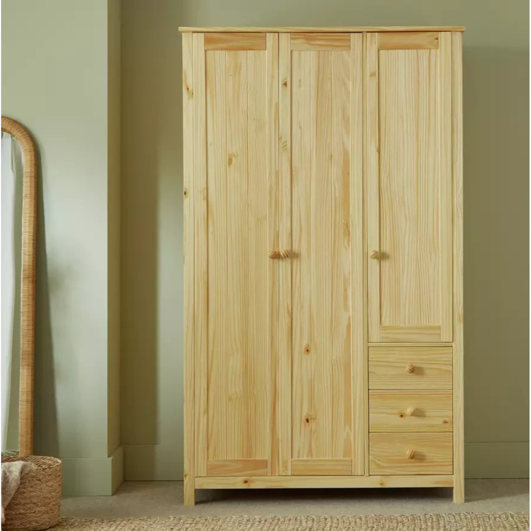 Home Scandinavia 3 Door 3 Drawer Wardrobe Pine | Large Bedroom Storage Furniture Home Scandinavia 3 Door 3 Drawer Wardrobe Pine | Large Bedroom Storage Furniture