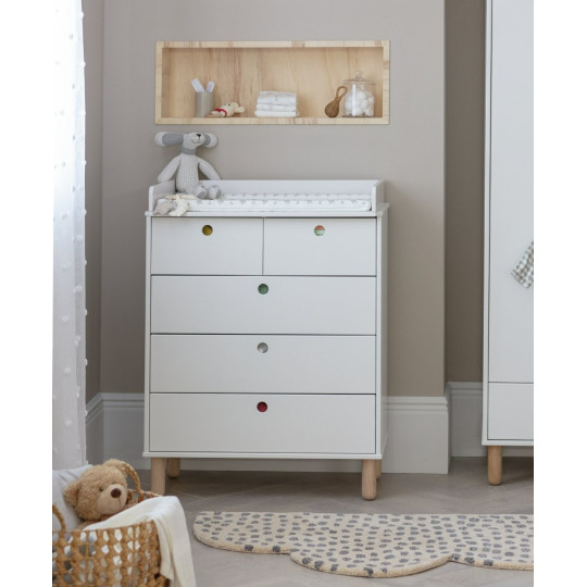 Eden 5 Drawer Chest & Changer Top -White