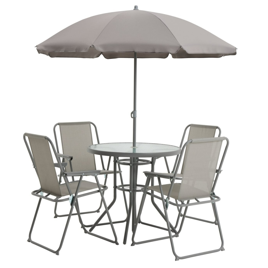 Home 4 Seater Metal Patio Set - Light Grey | Outdoor Garden Furniture Home 4 Seater Metal Patio Set - Light Grey | Outdoor Garden Furniture