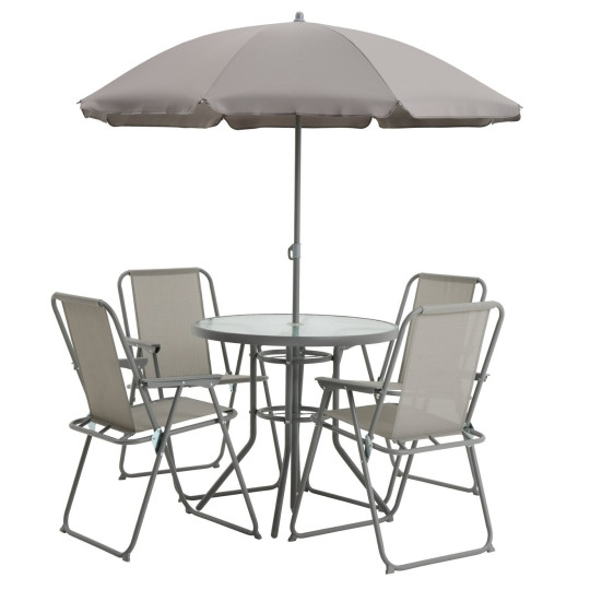 Home 4 Seater Metal Patio Set - Light Grey | Outdoor Garden Furniture