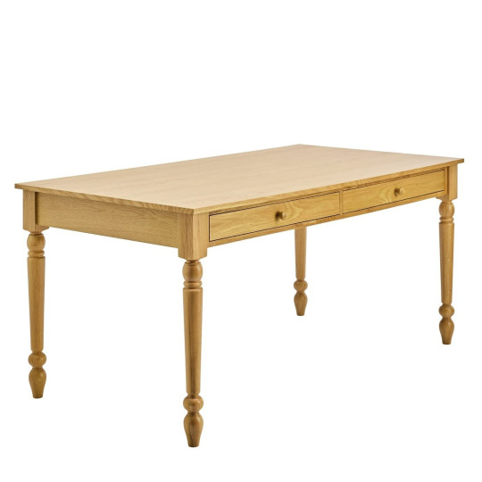 Home Bess Solid Wood 6 Seater Dining Table - Oak | Modern Family Dining
