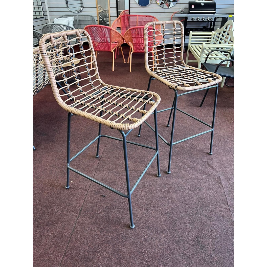 Pair Of Bamboo Bar Bistro Stools SAS Pair Of Bamboo Bar Bistro Stools SAS