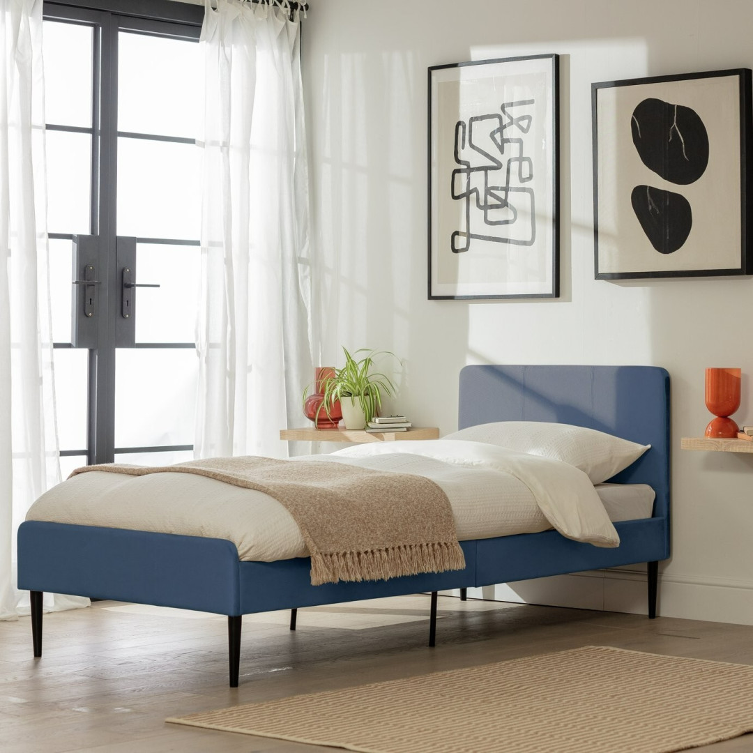 Kristopher Single Bed Frame - Blue Kristopher Single Bed Frame - Blue