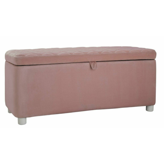 Mila Large Velvet Ottoman - Blush Pink | Storage Bench Footstool for Living Room