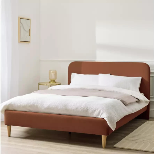 Mya Double Fabric Bed Frame Rust | Modern Bedroom Furniture Bedstead