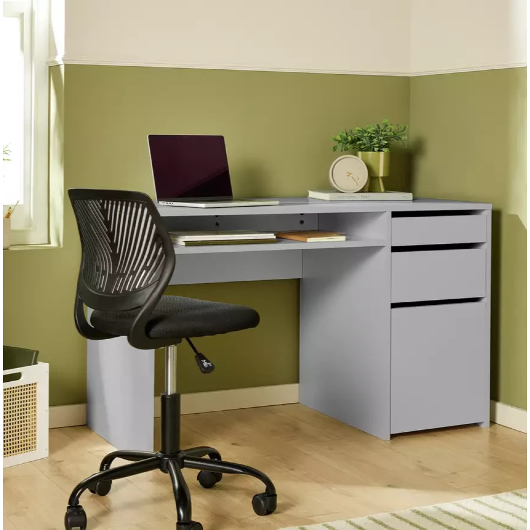 Home Pepper 2 Drawer Large Office Desk - Grey | Modern Computer Workstation Home Pepper 2 Drawer Large Office Desk - Grey | Modern Computer Workstation