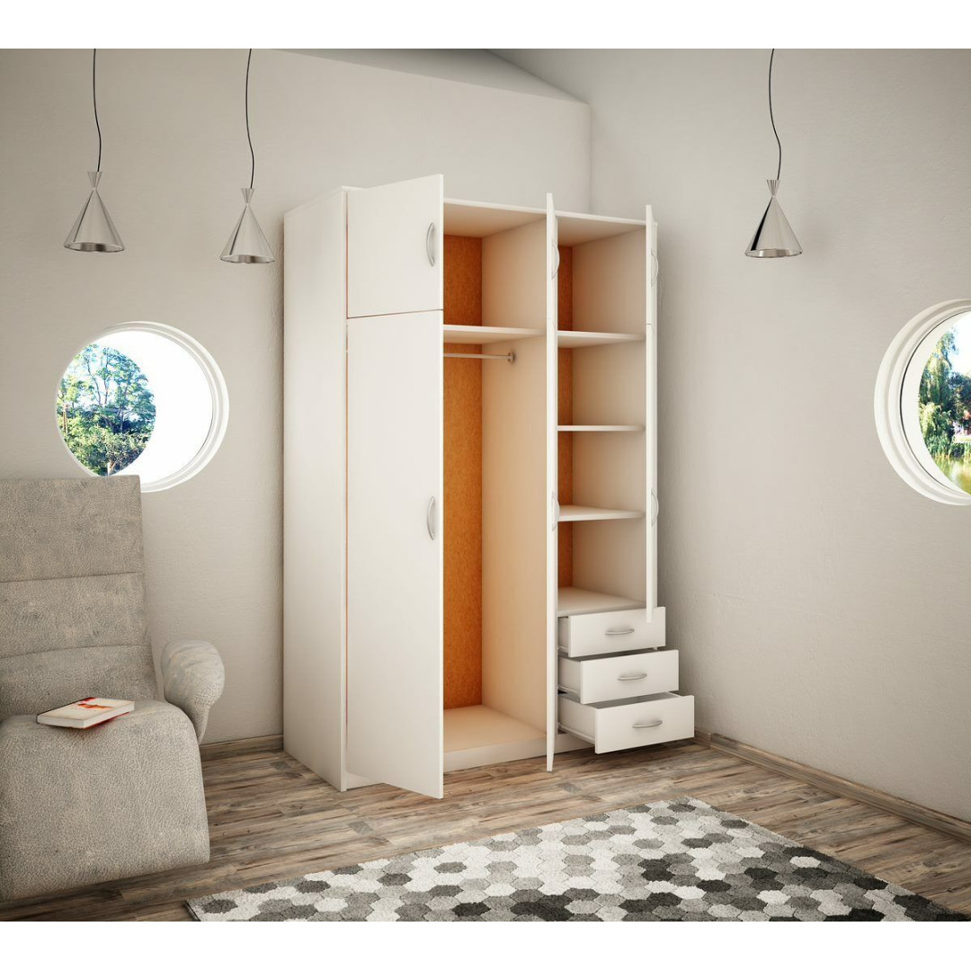 Wiktoria 3 Door 3 Drawer 3 Cupboard Wardrobe - White Wiktoria 3 Door 3 Drawer 3 Cupboard Wardrobe - White