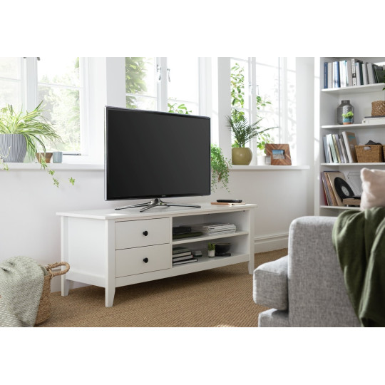 Minato 2 Drawer TV Unit White | Modern Shaker Style Media Stand Storage