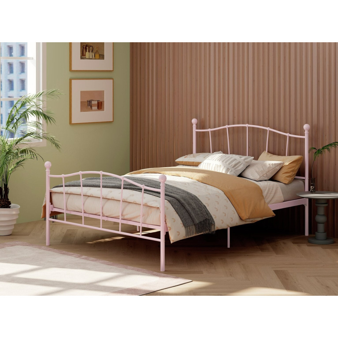 Fleur Small Double Metal Bed Frame - Pink Fleur Small Double Metal Bed Frame - Pink