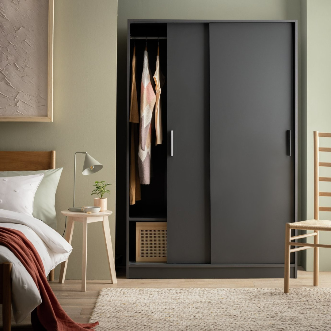 Home Nova 2 Door Sliding Wardrobe - Anthracite (B Grade) Home Nova 2 Door Sliding Wardrobe - Anthracite (B Grade)