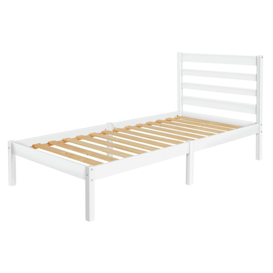Home Kaycie Single Bed Frame - White | Modern Wooden Kids Bedroom Furniture Bed
