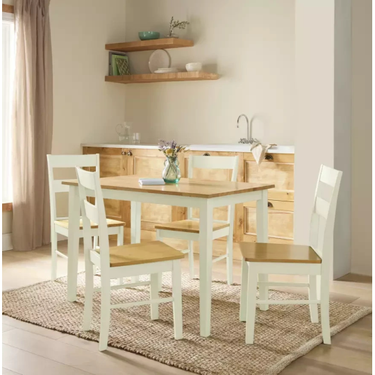 Home Chicago Cream Dining Table & 4 Cream Chairs | Modern Dining Room Set