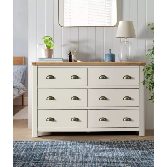 Home Kent 6 Drawer Chest - Cream and Oak (B Grade)
