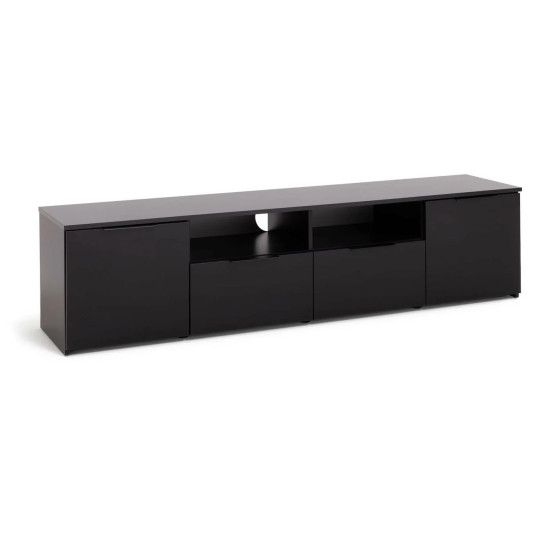 Home Hayward 2 Drawer TV Unit Black | Living Room Entertainment Stand Cabinet