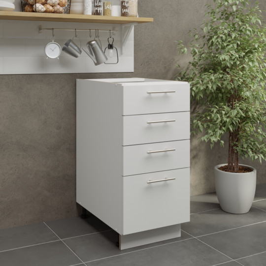 JD Greta Adjustable Legs Kitchen Drawer Unit 400mm - White Matt A-