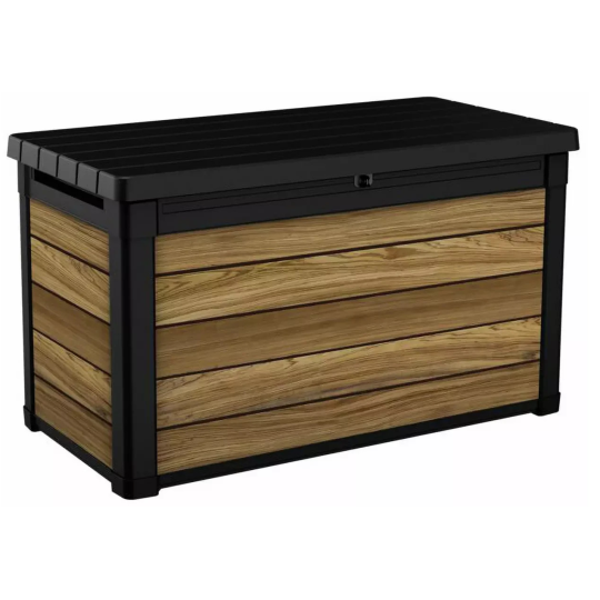 Keter 380L Signature Oakwood Effect Garden Storage Box Brown | Outdoor Storage