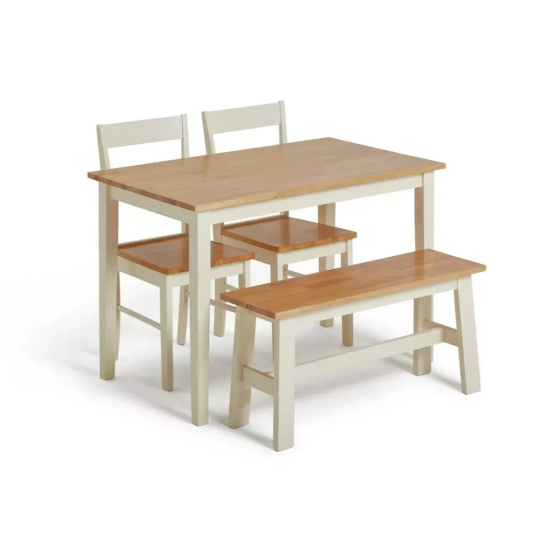 Chicago Solid Wood Table 2 Chairs & Bench