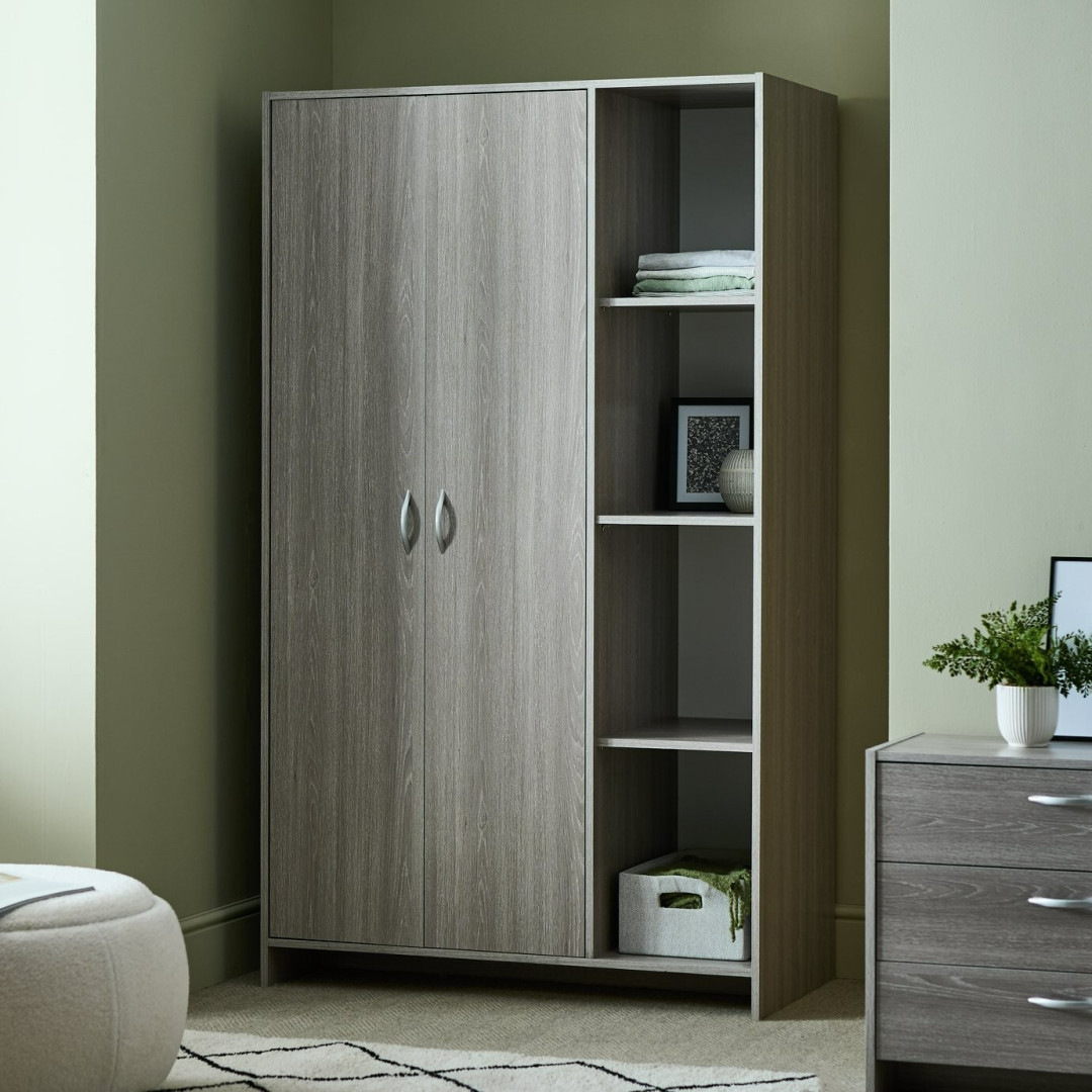 Home Seville 2 Dr Open Shelf Wardrobe -Grey Oak Effect (B Grade) Home Seville 2 Dr Open Shelf Wardrobe -Grey Oak Effect (B Grade)