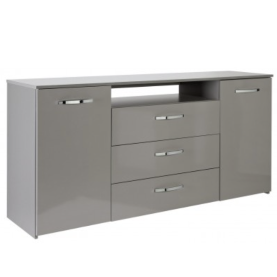 Home Hayward 2 Door 3 Drawer Large Sideboard Grey Gloss | Modern Storage Cabinet