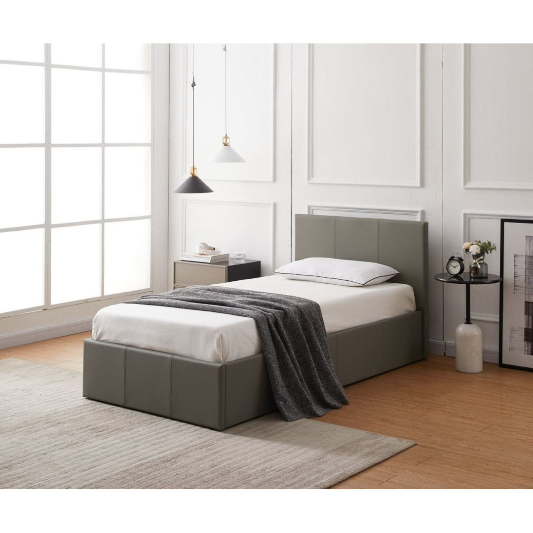 Home Lavendon Single Side Open Ottoman Bed Frame- Grey | Lift-up storage bed Home Lavendon Single Side Open Ottoman Bed Frame- Grey | Lift-up storage bed