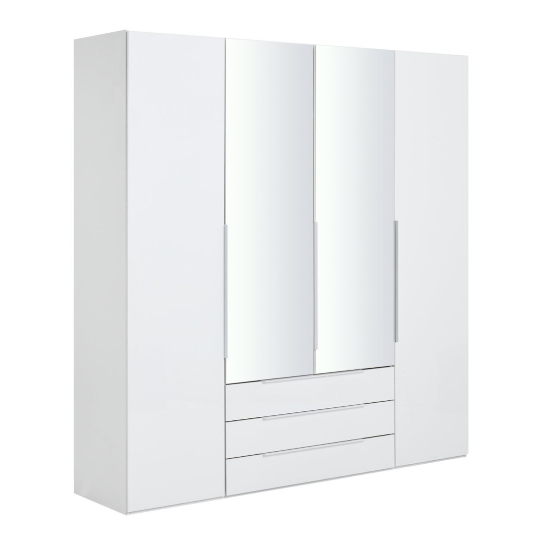 Hallingford 4 Door 3 Drawer Wardrobe- White Gloss | High Shine Furniture Hallingford 4 Door 3 Drawer Wardrobe- White Gloss | High Shine Furniture