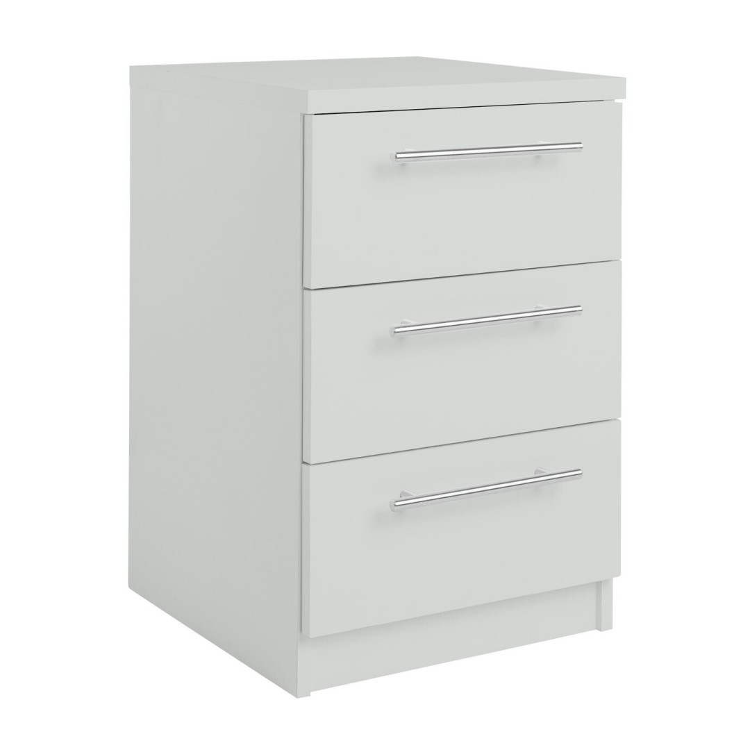 Home Brisbane 3 Drawer Bedside - Grey Home Brisbane 3 Drawer Bedside - Grey