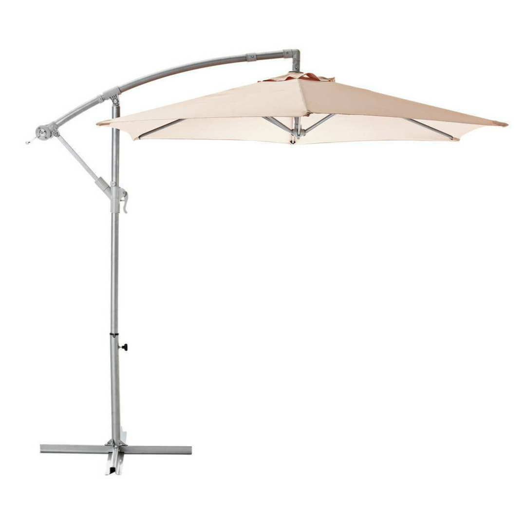 Home 2.5m Overhanging Garden Parasol - Cream | Outdoor Patio Sun Shade Umbrella Home 2.5m Overhanging Garden Parasol - Cream | Outdoor Patio Sun Shade Umbrella