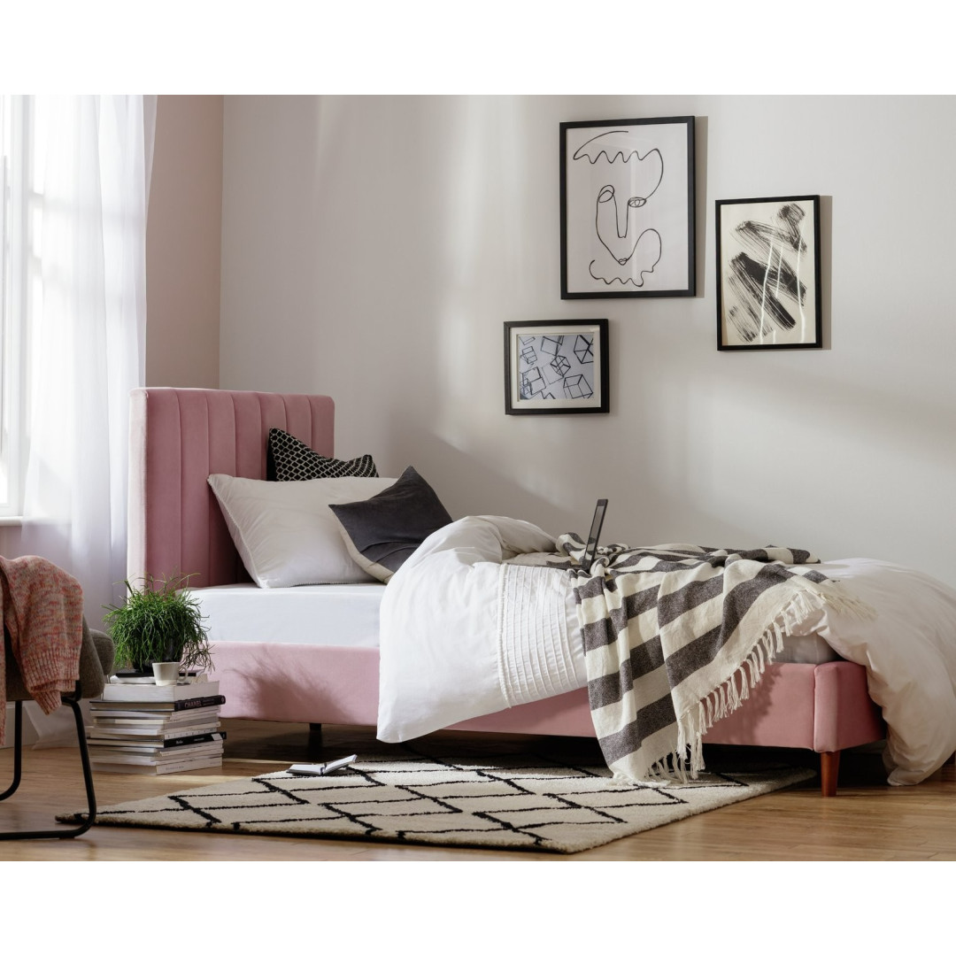 Home Pandora Single Velvet Bed Frame - Pink | pink velvet bed Home Pandora Single Velvet Bed Frame - Pink | pink velvet bed