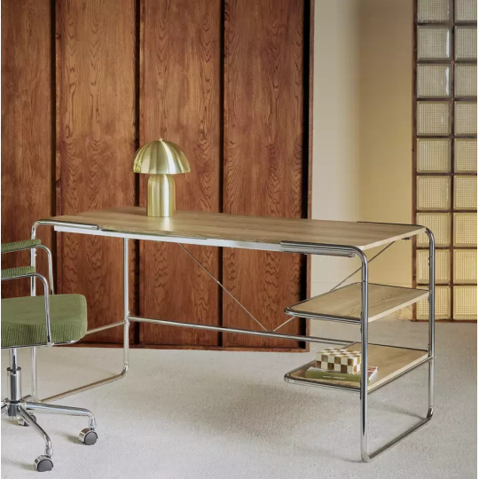 Albers Chrome Office Desk Natural | Modern Home Office Workstation Desk