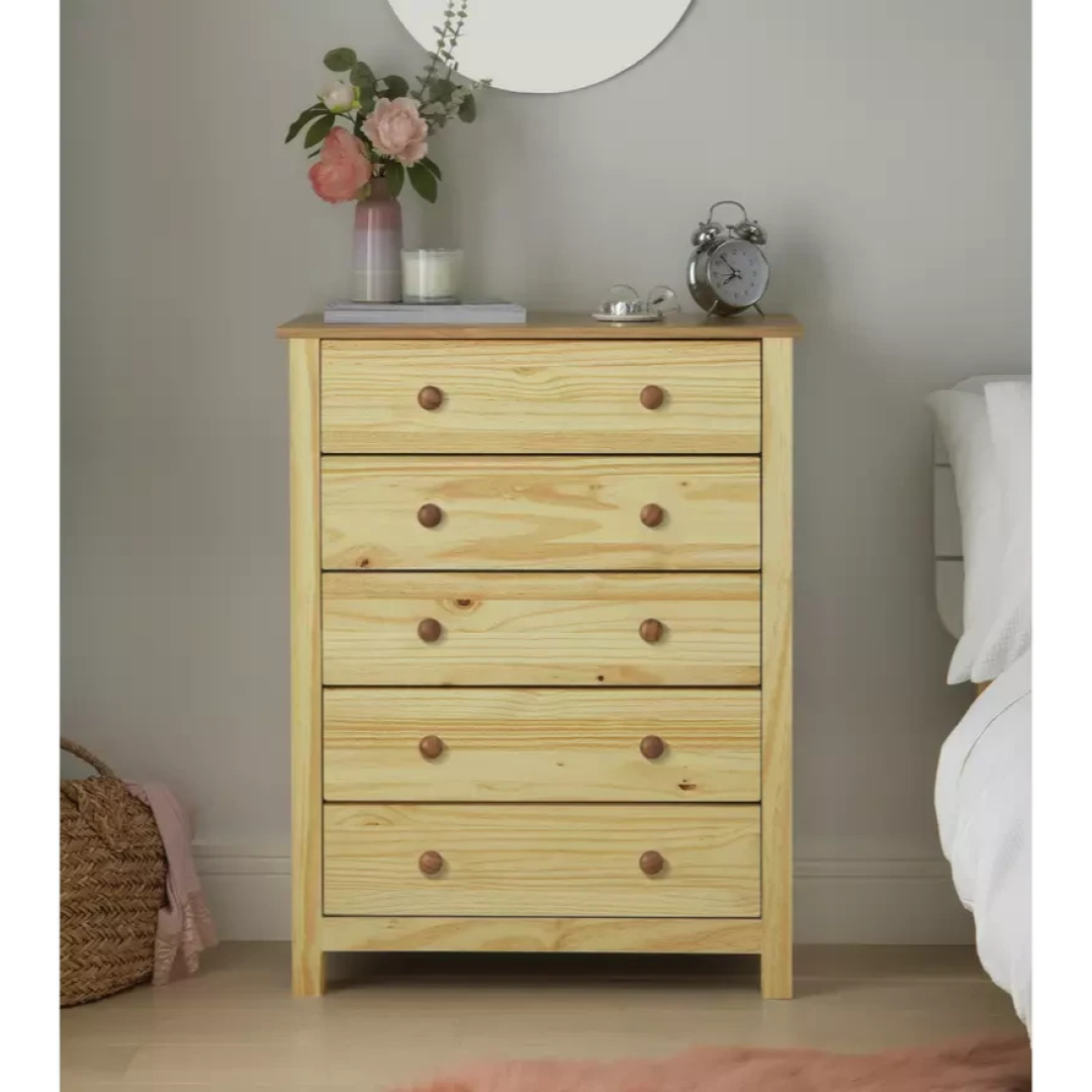 Home Scandinavia 5 Drawer Chest Pine | Bedroom Storage Solid Furniture Unit Home Scandinavia 5 Drawer Chest Pine | Bedroom Storage Solid Furniture Unit